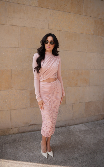 SPÓDNICA LOREN MAXI POWDER ROSE